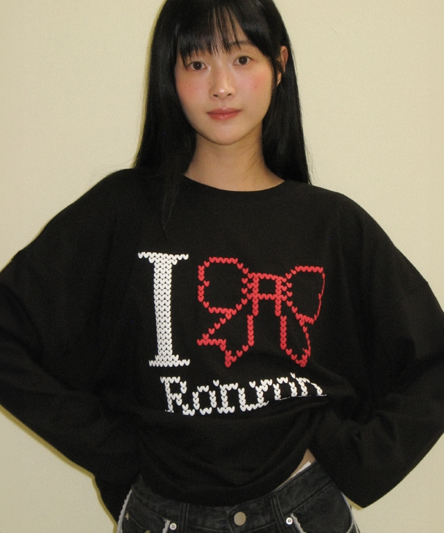 【韓國正品】RONRON｜I RIBBON OVER FIT LONG SLEEVE TEE