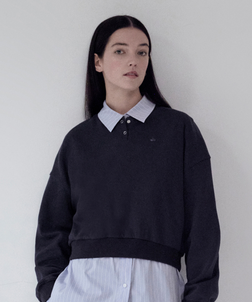 【韓國正品】KIRSH｜PLAIN BUTTON POINT SWEATSHIRT [DARK NAVY]