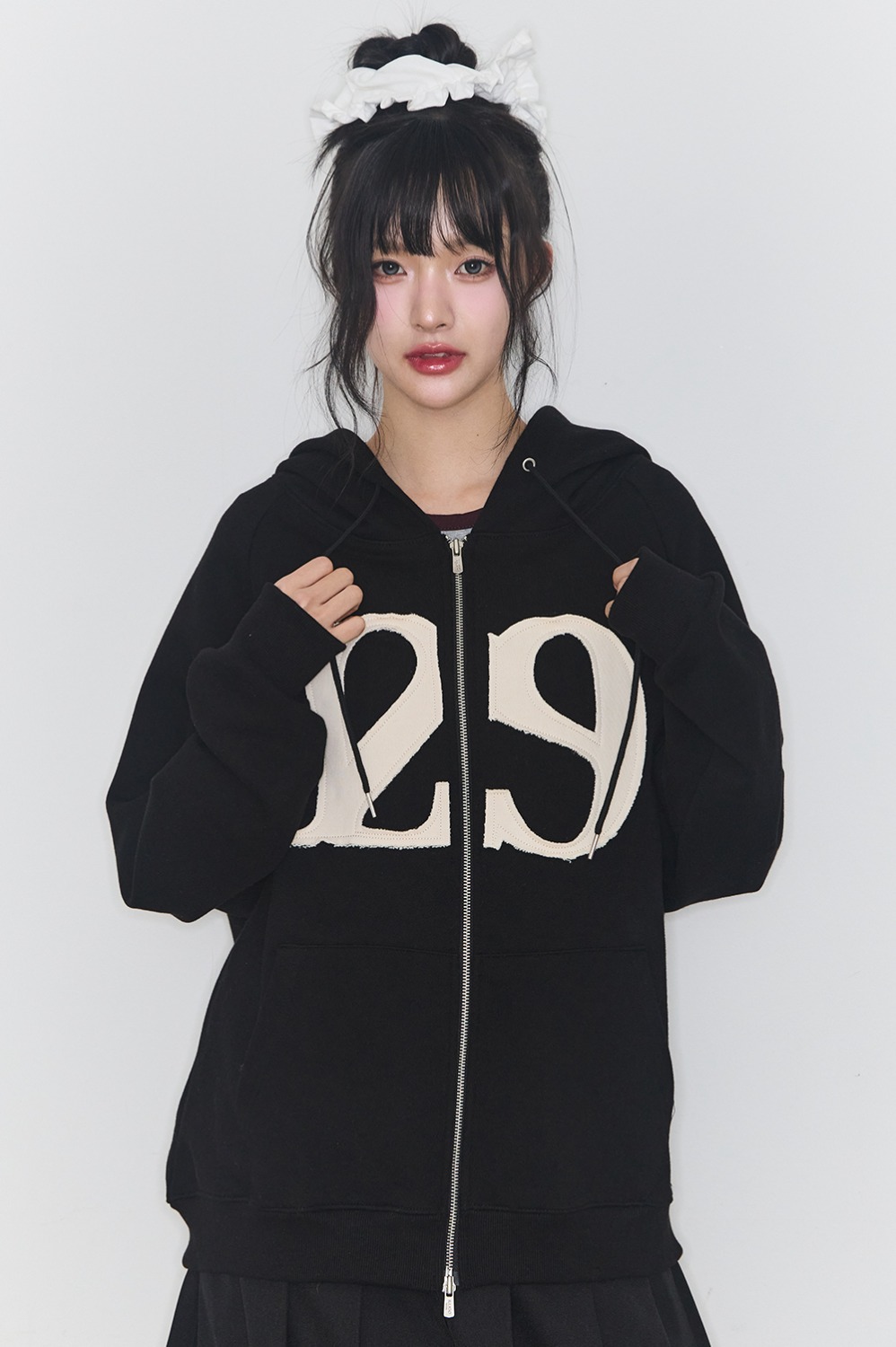 【韓國正品】ILLIGO｜129 LOGO PATCH HOOD ZIP-UP [BLACK]